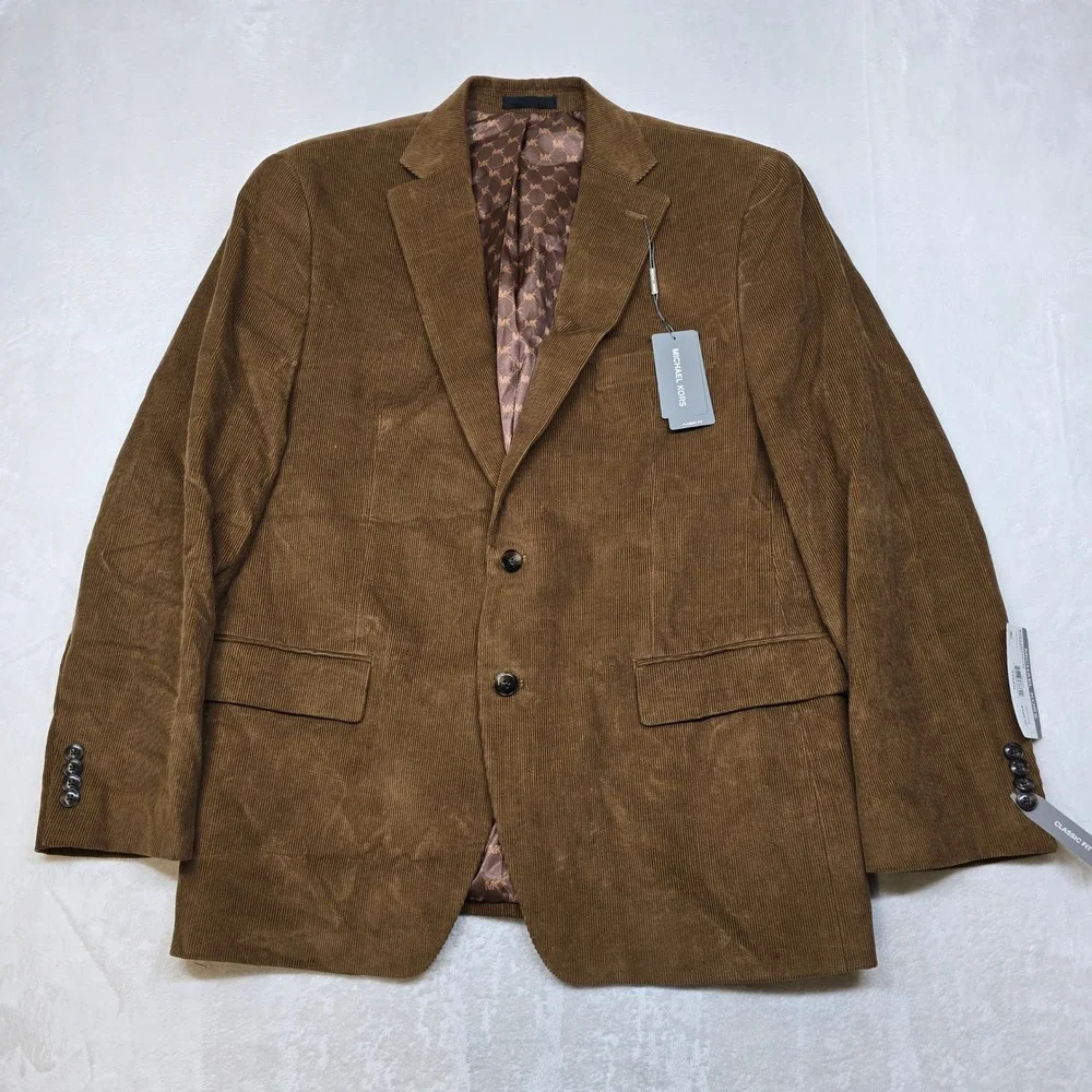 Michael Kors Corduroy Sport Coat Mens 44R 44 Vicuna Brown Classic Fit $295‎ NEW